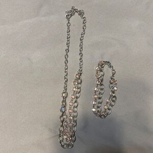 Elegant Silver and Pink Jewelry Set